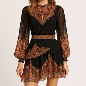 Zimmerman Tempo Paisley Tiered Mini Dress Size 4 (us 12, Large)